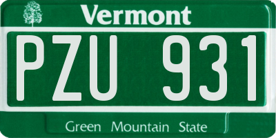 VT license plate PZU931