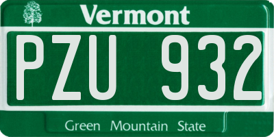 VT license plate PZU932