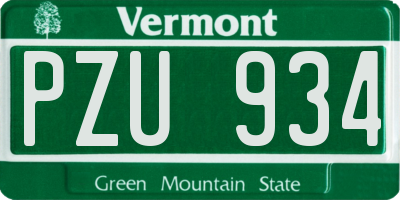VT license plate PZU934