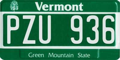 VT license plate PZU936