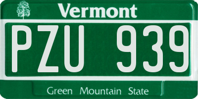 VT license plate PZU939