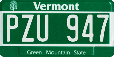 VT license plate PZU947