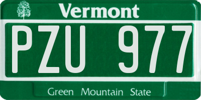 VT license plate PZU977