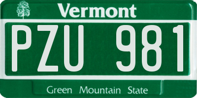 VT license plate PZU981