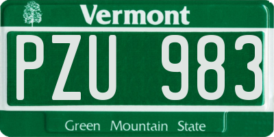 VT license plate PZU983