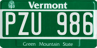 VT license plate PZU986