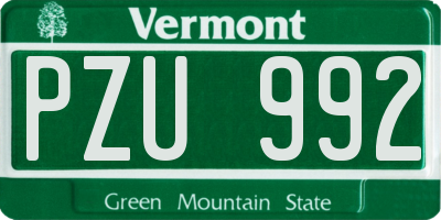 VT license plate PZU992