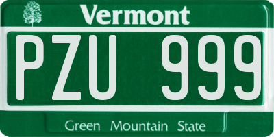 VT license plate PZU999