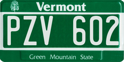 VT license plate PZV602