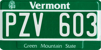VT license plate PZV603