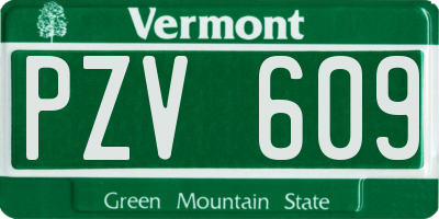 VT license plate PZV609