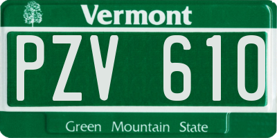 VT license plate PZV610