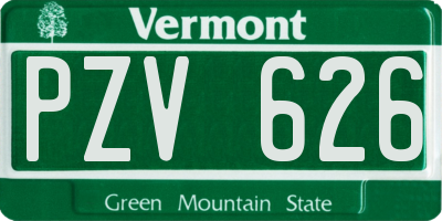 VT license plate PZV626
