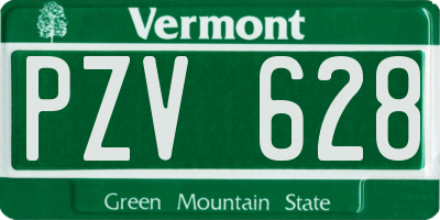 VT license plate PZV628