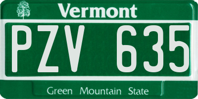 VT license plate PZV635