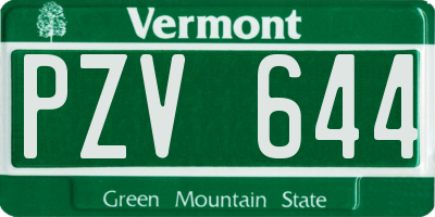 VT license plate PZV644