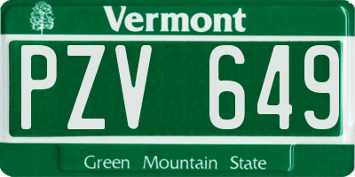 VT license plate PZV649
