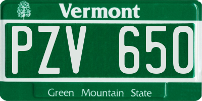 VT license plate PZV650