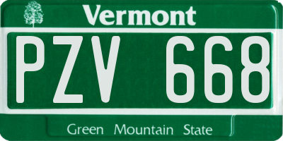 VT license plate PZV668