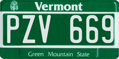 VT license plate PZV669