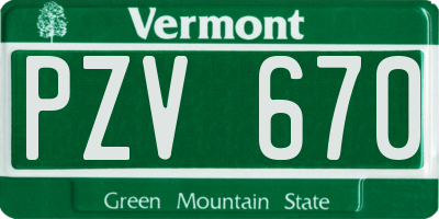 VT license plate PZV670