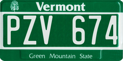 VT license plate PZV674