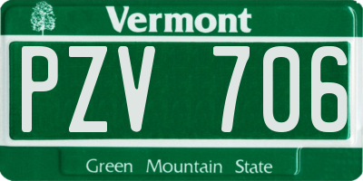 VT license plate PZV706