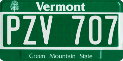 VT license plate PZV707