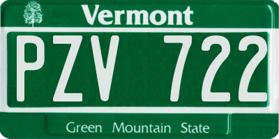 VT license plate PZV722