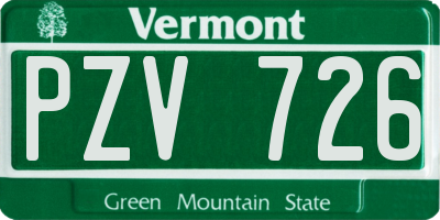 VT license plate PZV726