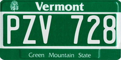 VT license plate PZV728