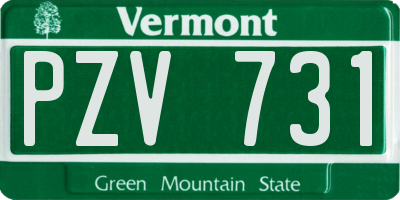 VT license plate PZV731