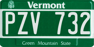 VT license plate PZV732