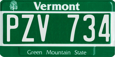 VT license plate PZV734