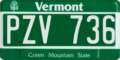 VT license plate PZV736