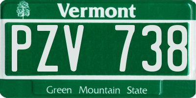 VT license plate PZV738