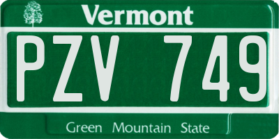VT license plate PZV749