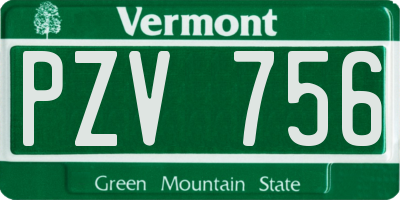VT license plate PZV756