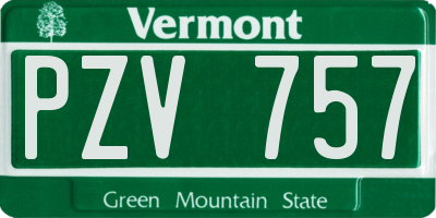 VT license plate PZV757