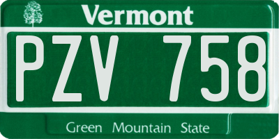 VT license plate PZV758