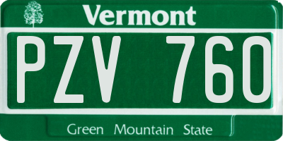 VT license plate PZV760