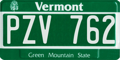 VT license plate PZV762