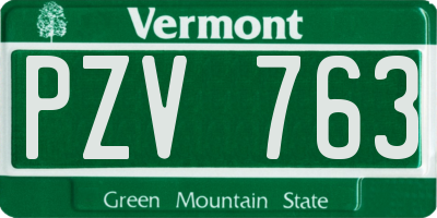 VT license plate PZV763