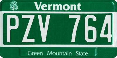 VT license plate PZV764