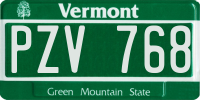 VT license plate PZV768