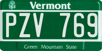 VT license plate PZV769