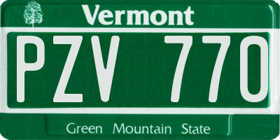 VT license plate PZV770