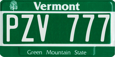 VT license plate PZV777