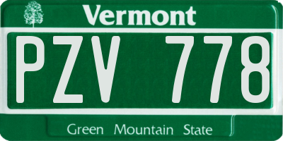 VT license plate PZV778