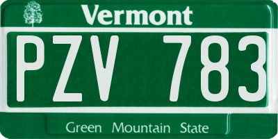 VT license plate PZV783